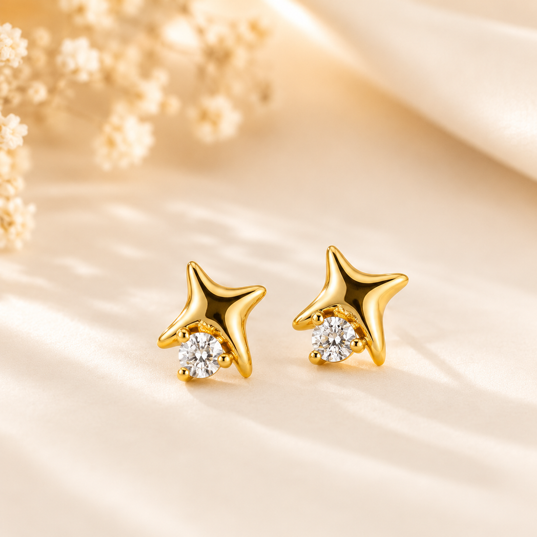 Earrings 452 (Tiny Studs) (Light Rose gold) - 316L stainless steel by Qimati