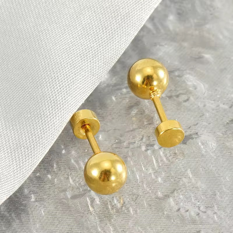 Earrings (Piercing Ball Back) 311 - brass by Qimati