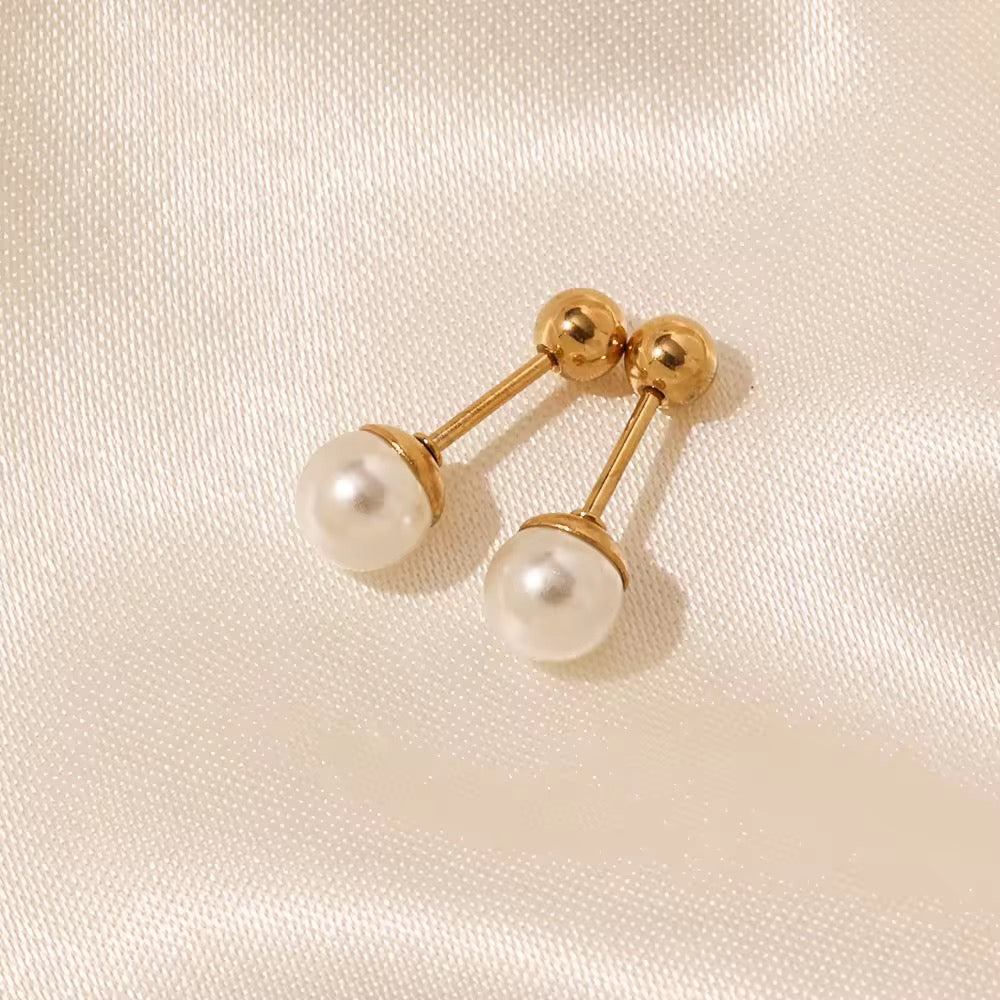 Earrings (Piercing Ball Back) 307 - brass by Qimati
