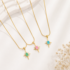 Necklace 1074 (Pink) - 316L stainless steel by Qimati