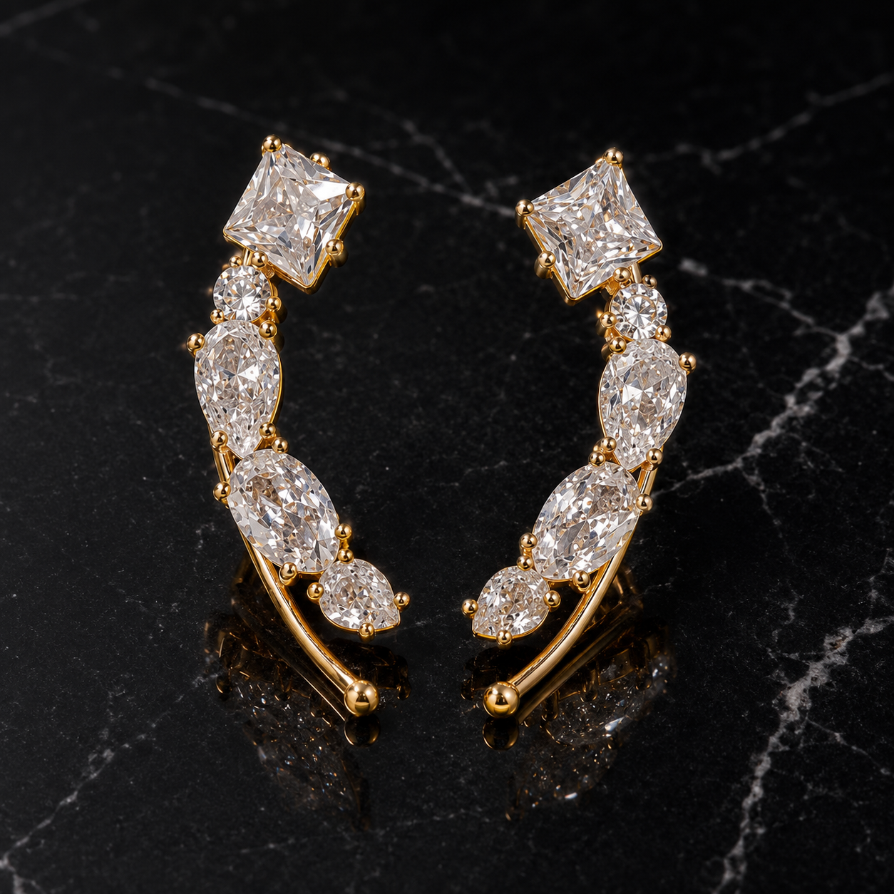Earrings 544 (Clip Ons) - brass by Qimati