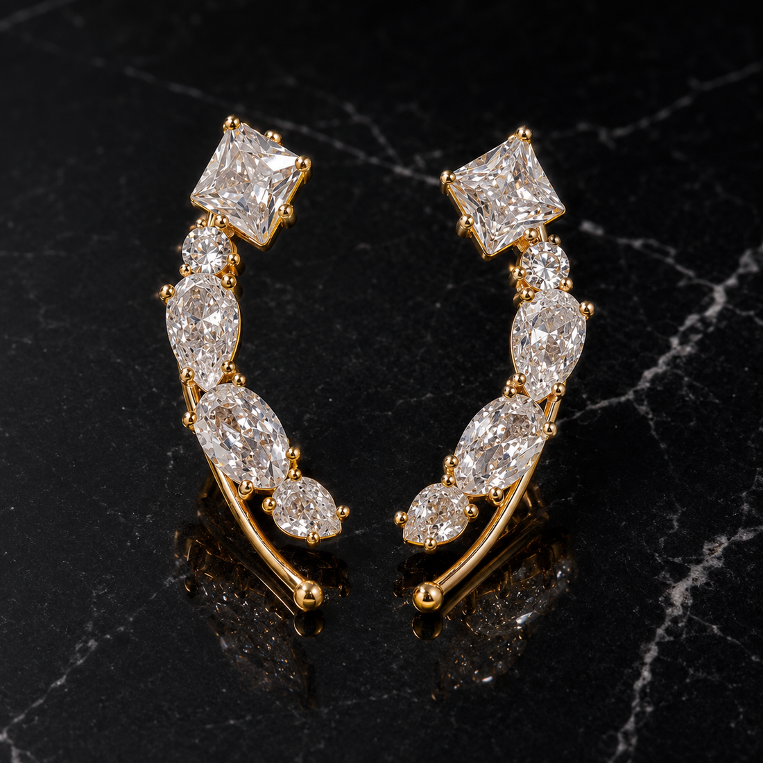 Earrings 544 (Clip Ons) - brass by Qimati