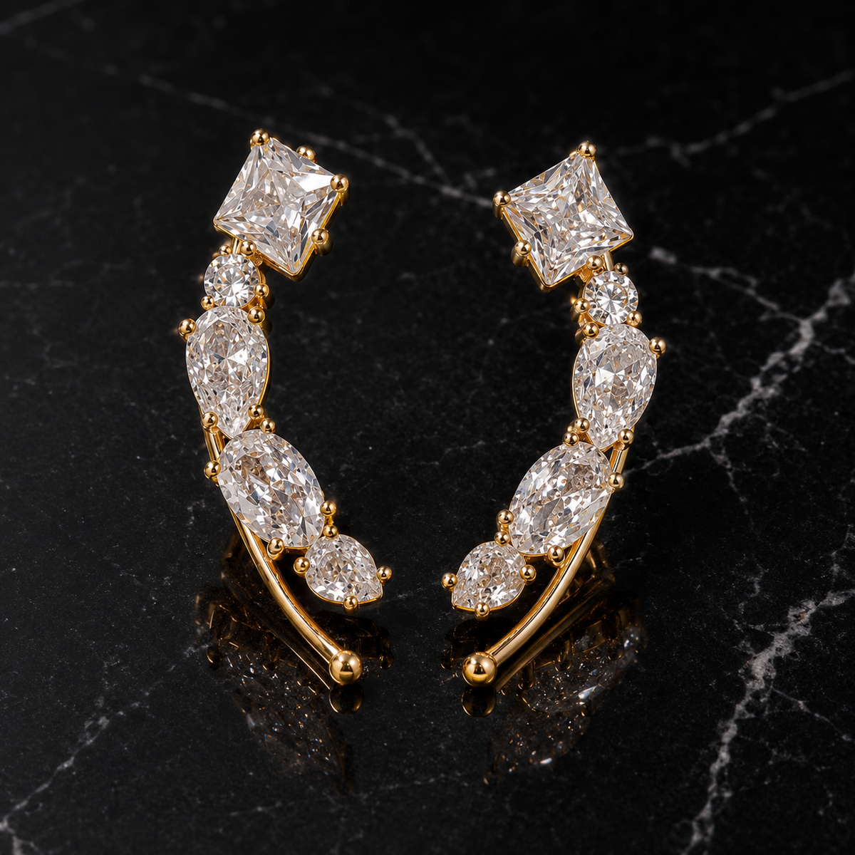 Earrings 544 (Clip Ons) - brass by Qimati