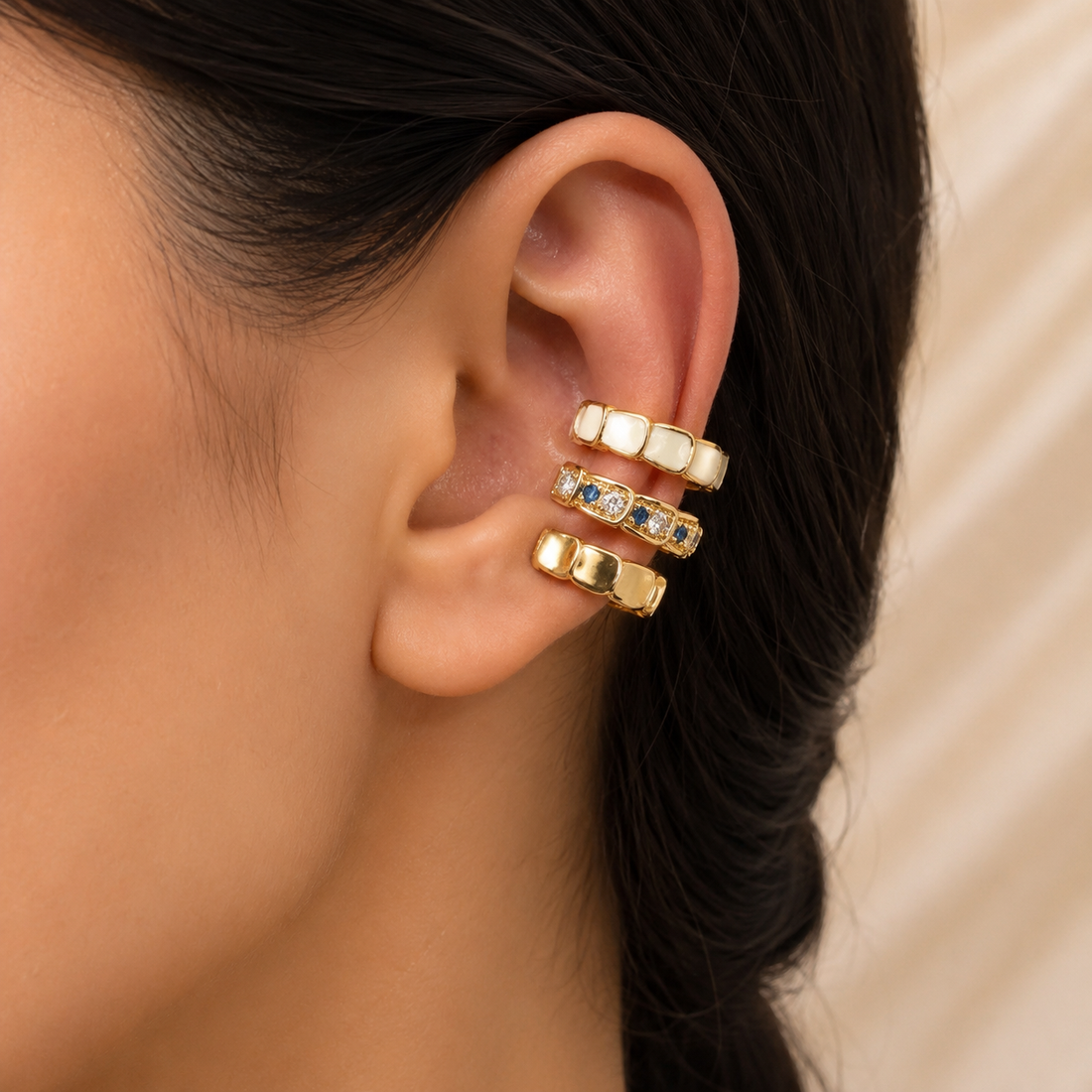 Earrings 412 (Ear-cuffs single piece) - 304 stainless steel by Qimati