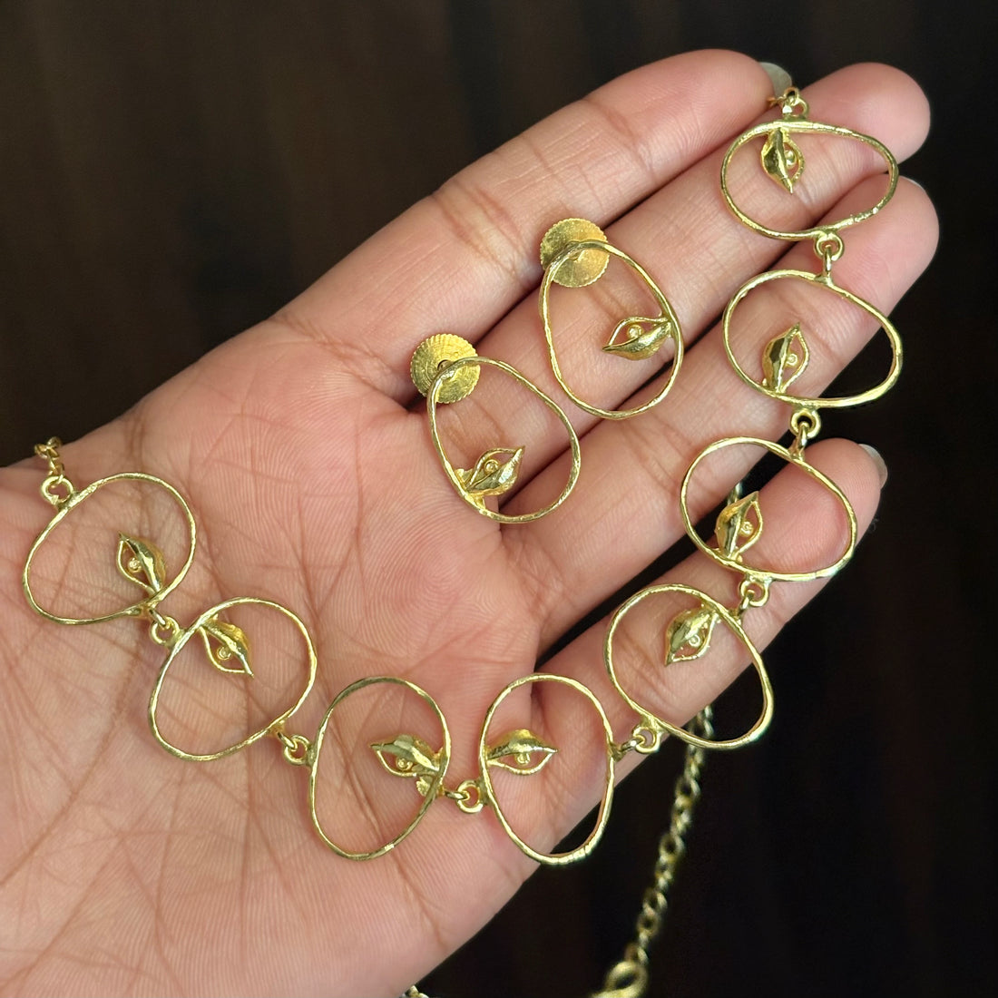 Set (Necklace & Earring) 001 - brass by Qimati