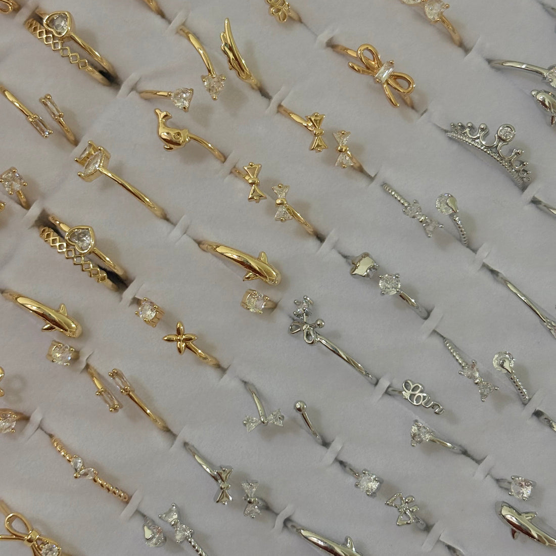 Rings 159 (Set of 5 Gold and 5 Silver total 10 rings for 600/-) - brass by Qimati