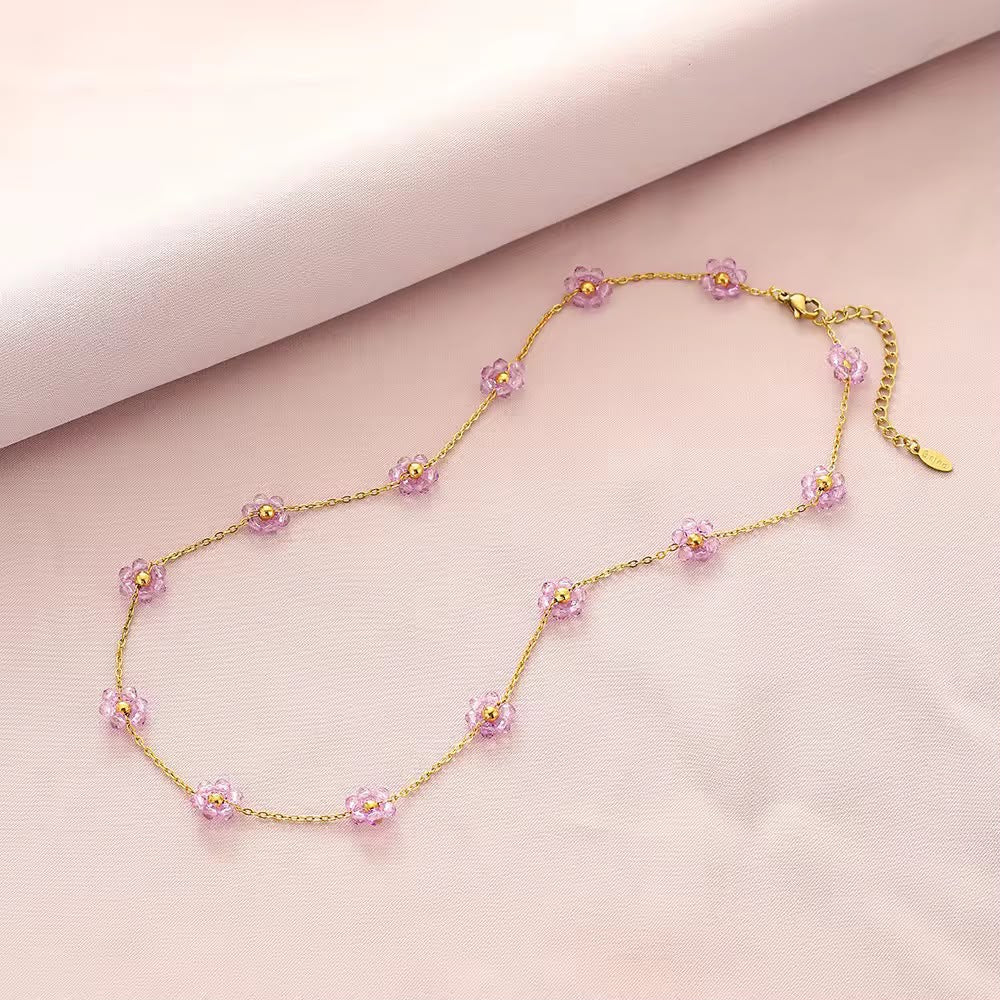 Necklace 791 ( White Pearl / Pink Beads) - alternate view