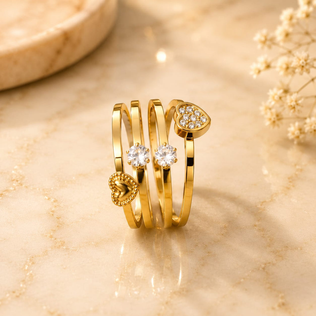 Rings 244 (4 Rings Set) - 304 stainless steel by Qimati