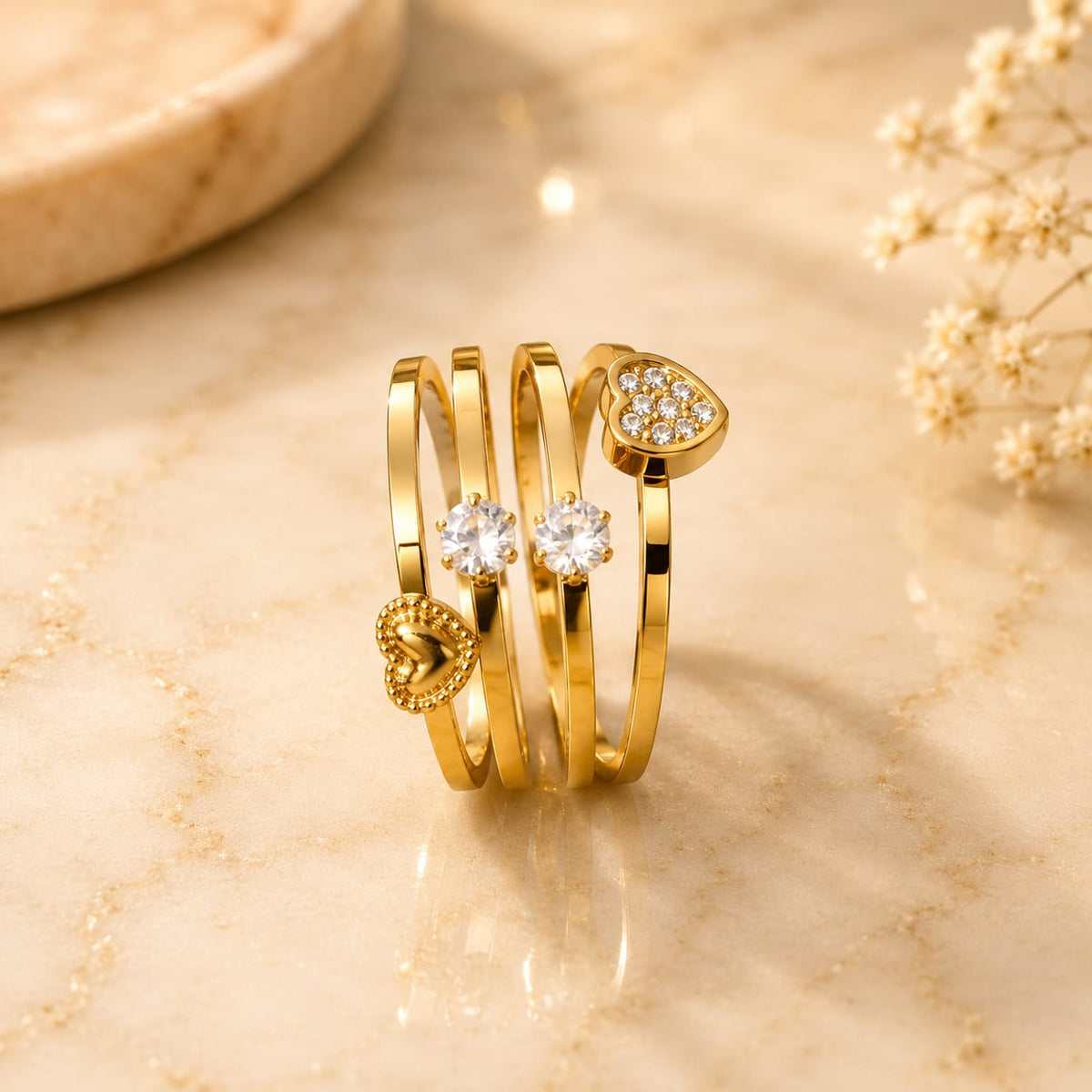 Rings 244 (4 Rings Set) - 304 stainless steel by Qimati