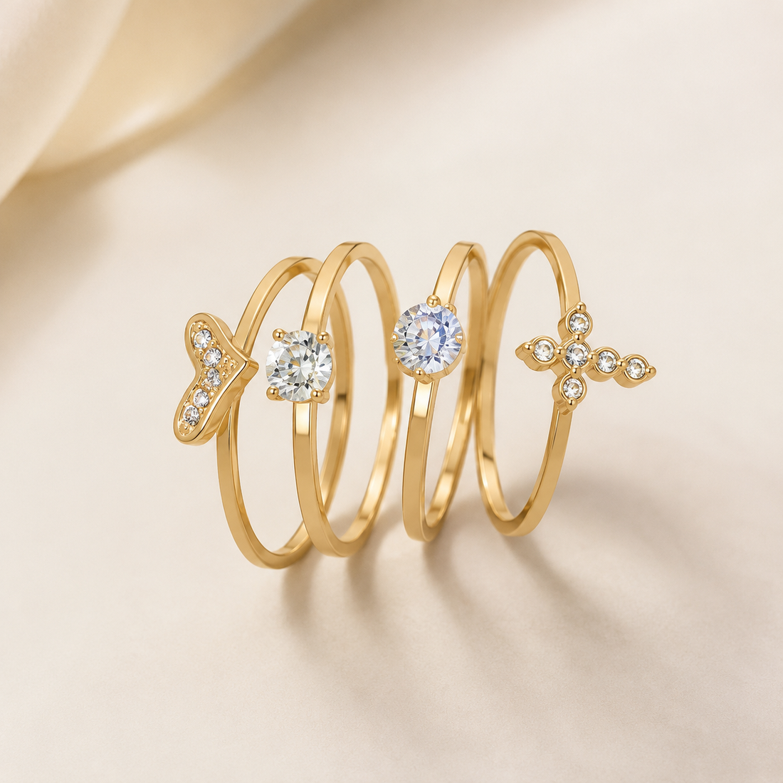 Rings 197 (4 Rings Set) - 304 stainless steel by Qimati